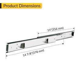 Brixwell QII6-004 Pull Out Side Mounted Shelf Slide 14" Installation Length 14 7/8" Extension Length Zinc Pair