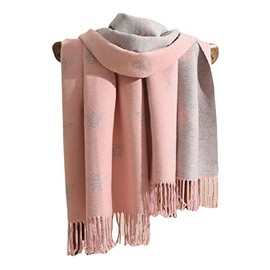 London Scarfs Winter Warmer Reversible Thick Long Bumble Bee Print Fashion Scarf Blanket Wrap (Baby Pink With Grey)
