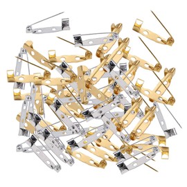 100 Pcs Rectangle Brooch Backs Bar Brooch Pin Back Multifunctional Safety Pin Clasp for DIY Crafts Apparel Jewelry（Gold + Silver）