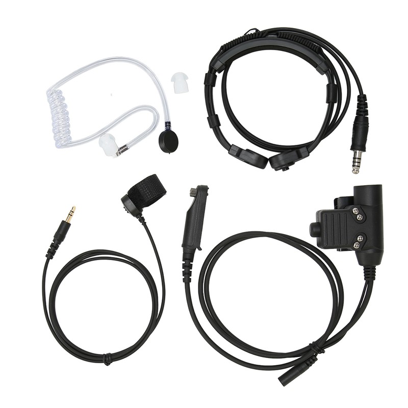 Throat Mic Headset 7.1mm Plug with PTT Adapter Push to