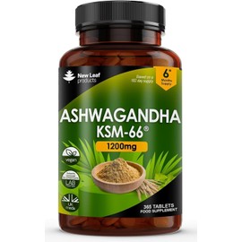Ashwagandha KSM 66-365 (6 Months Supply) 1200mg Vegan Tablets Pure High Strength Root Extract - Ashwagandha KSM Tablets Supplement (not Capsules or Gummies) Non-GMO & UK-Made (6 Months Supply)