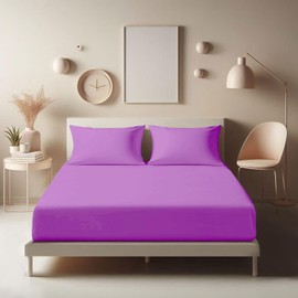 Aspire Homeware King Size Fitted Sheets - 25 cm Deep Hotel Quality (Purple) Bed Sheets - Soft & Breathable Fitted Sheets King Size - Anti-Wrinkle Easy Care Fitted Sheet