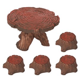 lasuroa 5pcs Miniature Table and Chairs, Fairy Garden Accessories Outdoor Mini Resin Furniture Fairy House Accessories for DIY Crafts Succulent Dollhouse Garden Decor