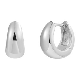 XENOX® Dome Mini Hoop Earrings - Women's Earrings Made of High-Quality 925 Sterling Silver, Sterling Silver, No Gemstone