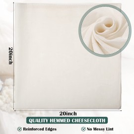 24 Pieces Cheese Cloths Bulk, Grade 100, 20 x 20 Inch Hemmed Cheesecloth for Straining Unbleached Cotton Muslin Cloth Reusable for Cooking Baking Juicing Cheese Making