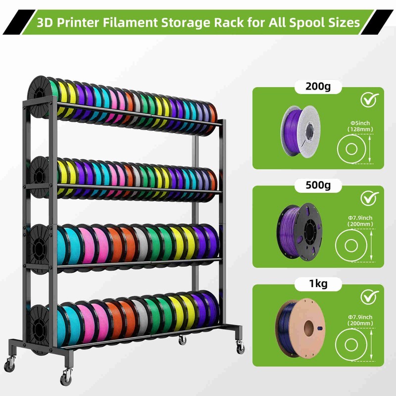 Kelmuis 3D Printer Filament Storage Rack Stand, Rolling Filament Spool
