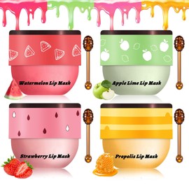 IONSGAKO Bee Lip Balm Honey Pot, Strawberry Watermelon Apple Honey Lip Mask | Overnight Hydrating Sleeping Propolis Care, Honey Pot Lip Balm for Cracked & Dry Lips
