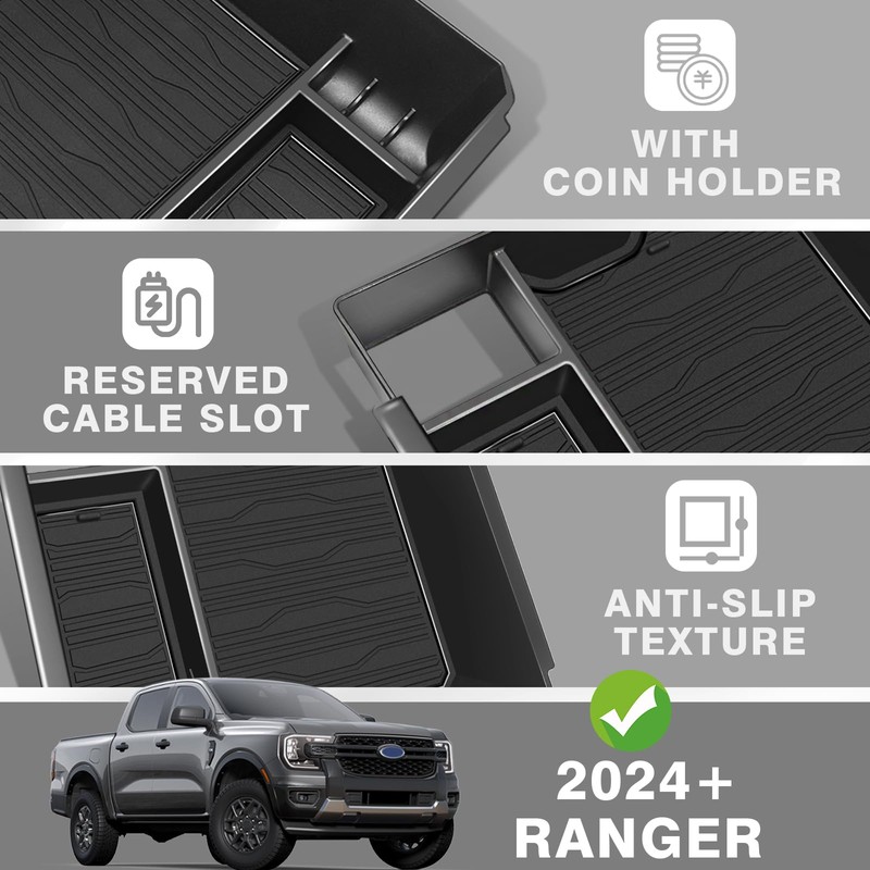 Muslogy Center Console Organizer Compatible with Ford Ranger XL XLT
