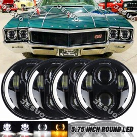 JESUO 4pcs 5.75" LED Headlights Hi-Lo 6500K White for buick Electra LeSabre Skylark