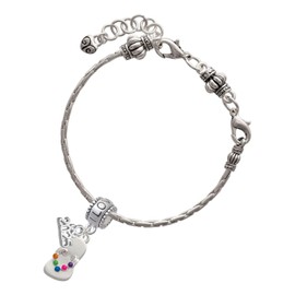 Delight Jewelry Silvertone Multicolored Flip Flop - I Love You/Love You More Charm Beads (Set of 2)