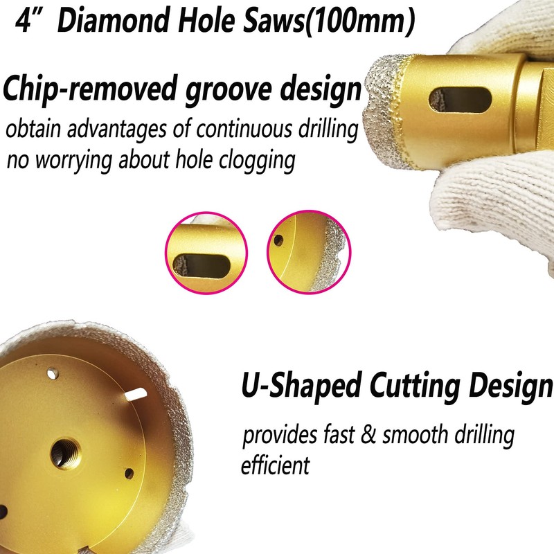 Antengdatool 4 Inch Dry/Wet Diamond Hole Saw for Angle Grinder