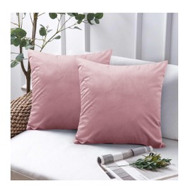 Opulent Dreams Velvet Cushion Covers (Pack of 2) - 45cm x 45cm (18x18 Inch) Square Throw Pillowcases - Ideal for Sofa and Bedroom - Featuring Invisible Zippers (Pink)