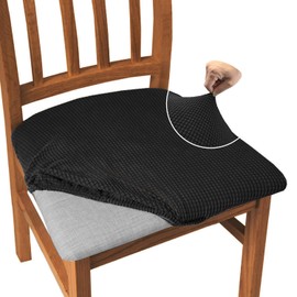 Granbest Jacquard Dining Room Chair Seat Covers Set of 4, High Stretch Dining Room Chair Slipcovers Anti-Dust Seat Protector for Dining Room, Kitchen (Set of 4, Black)