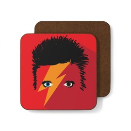 David Bowie 4 Coaster Set Vintage Colourful Red, Blue, Orange & Green