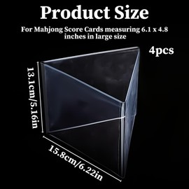 Piriuuo 4 Pcs 2025 Mahjong Card Sleeve Holder, Mahjong Card Protector Cover Clear Plastic Sleeves for Mah Jongg Scorecard Durable Mah Jong Gifts Fit Large Print Size 6 1/8" x4 3/4"
