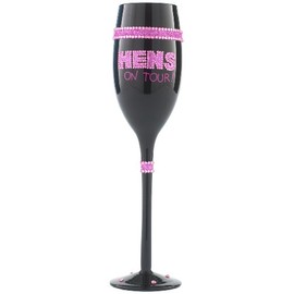 Boxer Gifts Tallulah Hens On Tour Hand Decorated Champagne Flute with Gift Box, Black