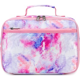 Kids Lunch Box Boys Girls Insulated Lunch Cooler Bag Reusable Lunch Tote Kit for School Travel (878 Galaxy-Purple)