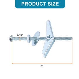 QUARKZMAN Toggle Bolt Wing Nut Assortment Kit, 30 Sets 3/16 x 3 Inch Butterfly Toggle Anchors with Wing Nuts, Hex Nuts, Washers, Hollow Drywall Anchors
