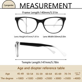 cyangander 3-Pack Blue Light Blocking Reading Glasses for Women Spring Hinge, Full Frame Cat Eye Readers(+2.75x Magnification Strength)