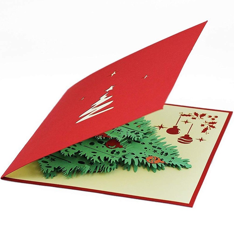 ENJOYPRO Christmas Card 8PCS, 3D Pop Up Christmas Tree Greeting