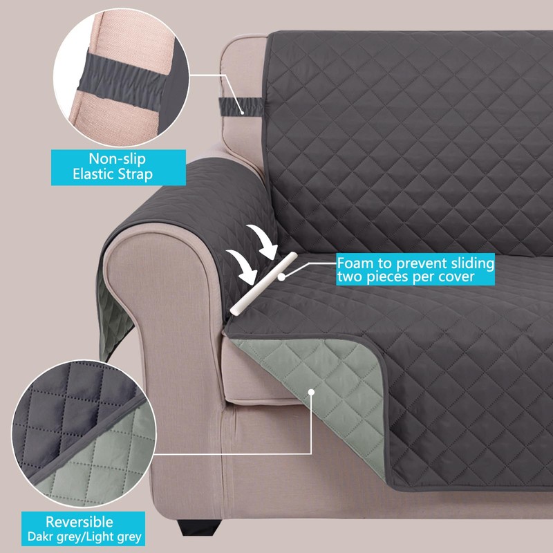 U-NICE HOME Loveseat Sofa Cover Reversible Couch Cover for Dogs