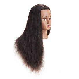 Traininghead 24-26'' Female Mannequin Head 100% Human Hair Hairdresser Training Practice Head Cosmetology Manikin Head Doll Head with Stand (1711-1-20‘’)