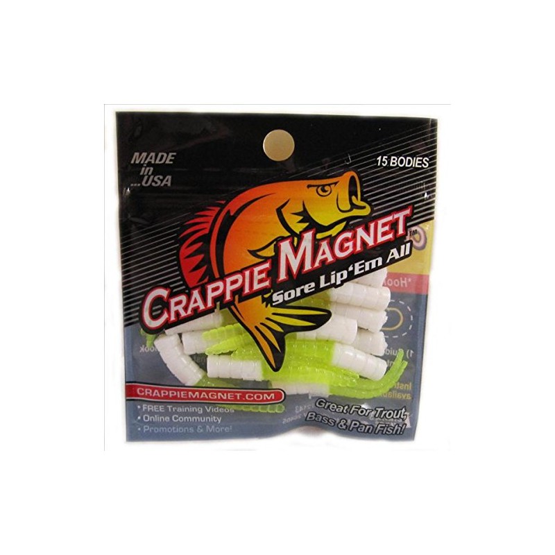 Leland Lures 87274 Crappie Magnet Body Pack, White/Chart, 15-Pack