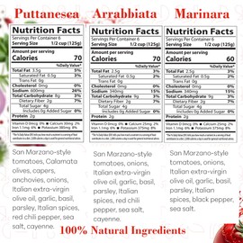 Pèpe's Little Napoli Brand Pasta Sauces – Marinara, Puttanesca & Arrabbiata Combo – Premium Pasta Sauce Jar with San Marzano-Style Tomatoes – No Preservatives, Organic Spaghetti Sauce, 24.5 oz