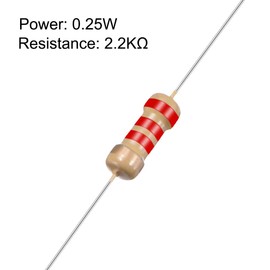 sourcing map Axial Carbon Resistors 2.2 K Ohm 0.25 W 5% Tolerances 4 Colour Ribbon DE DE 50 Pieces