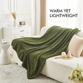 lifein Fall Throw Blanket for Couch-Soft Boho Bed Throw Blanket,Green Fleece Cozy Blanket for Autumn,Cute Green Fluffy Lightweight Blankets&Throws for Sofa,Chair,Home Decor,Woman,Man(50x60,Green)