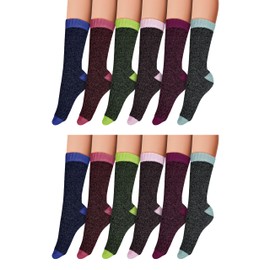 Brushed Thermal Socks, 12 Pairs Women’s Insulated Warm Winter Thick Crew Bulk Boot Sock (Assorted Color Brushed Interior) (12 Pairs Assorted)