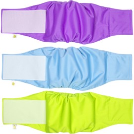 Pet Magasin Male Dog Belly Manner Band Wraps Nappies, 3-Pack, Blue Green and Purple, Medium