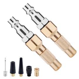 Gosknor 2pcs Heavy Duty Brass Air Nozzle with Quick Connector, 1/4" Internal Thread Screw On Air Chuck Wist-on Chucks for Valve 360 Rotation Accessories for Tire Inflator Gauge Compressor