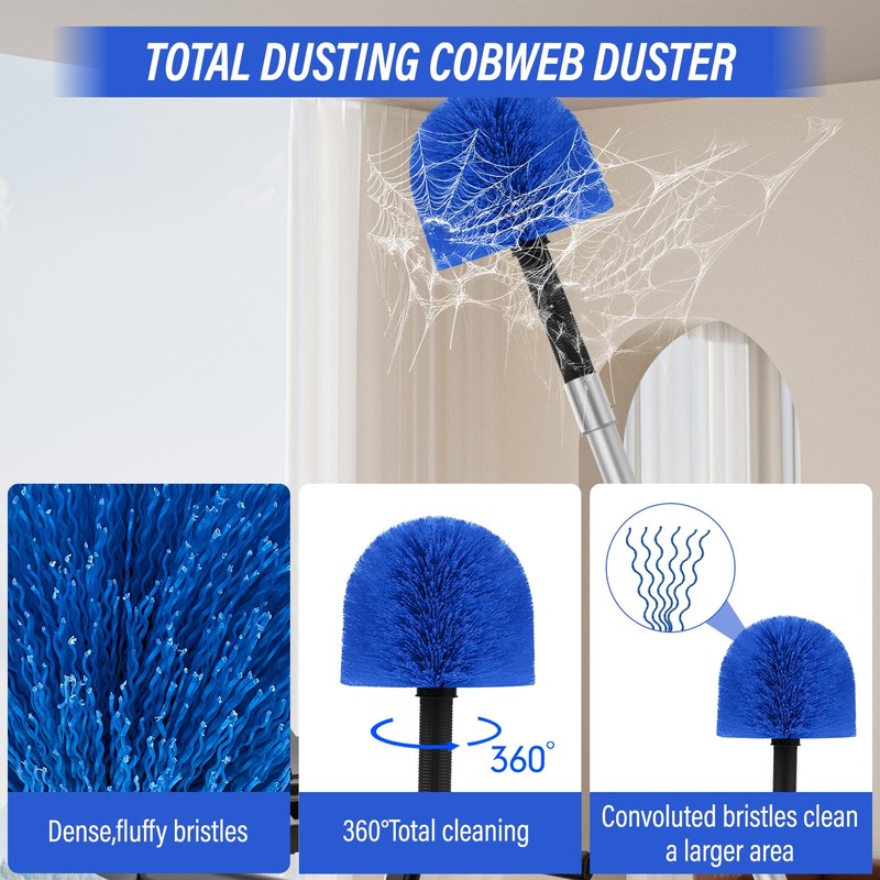 26FT Window Washing Kit with Extension Pole,High Reach Duster Kit,Cobweb
