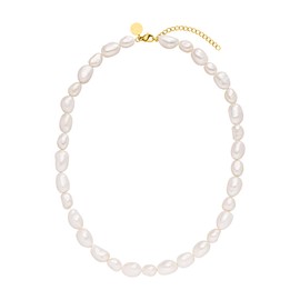 Purelei® Keshi Moonlight Gold Necklace - Made of Durable Stainless Steel - Necklace with Natural Pearls - Adjustable Length 40-45 cm - Fashion Jewellery for Your Individual Look - Pearl Necklace