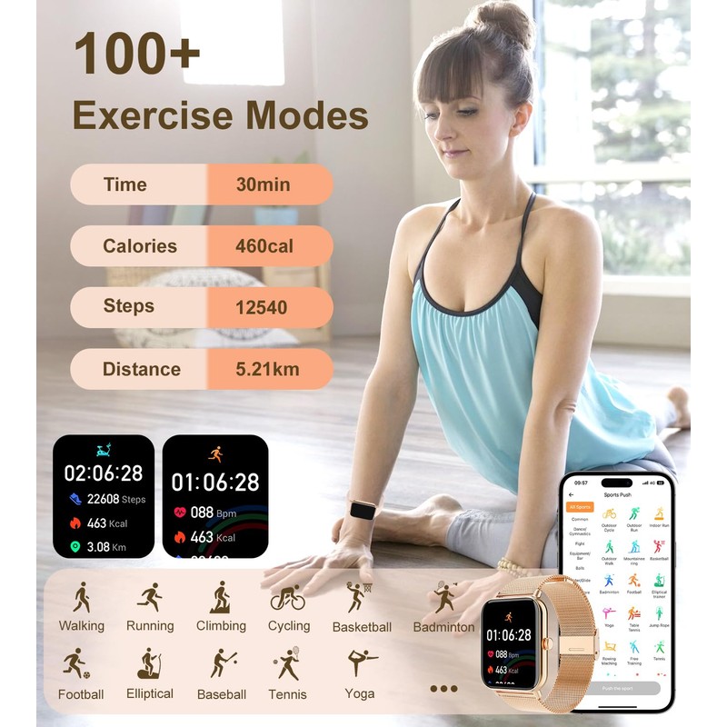 SOGRACE Reloj inteligente para mujer con llamada blutooth