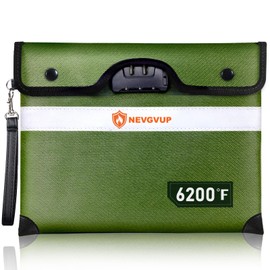 Upgraded 6200F Fireproof Document Bag with Lock, Fireproof Money Bag for Cash with Zipper/Reflective Strip, 9 Layers of Heat Insulated Materials, Water Resistant, Safe