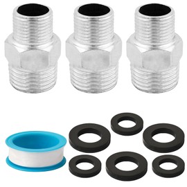 DOOCECIY 3 PCS Shower Hose Connector, Shower Head Adapter Set with Rubber Gaskets and Raw Material Belt