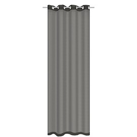 Home Fashion Eyelet Curtain Plain Dolly Polyester Grey 245 x 140 cm