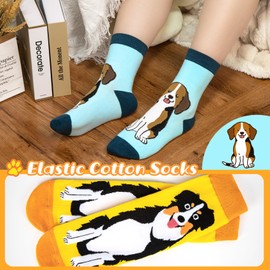 Chalier Cozy 5 Pairs Womens Cotton Animal Socks Ladies Cute Dog Funny Cat Socks Gifts for Women,One Size(Grey Corgi)