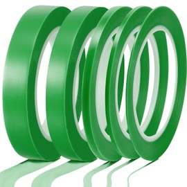 Xuniea 5 Rolls of Vinyl Tape Masking Tape Automotive Car Auto Paint for Curves, High Temperature Vinyl Low Tack(1/16 Inch, 1/8 Inch, 1/4 Inch, 1/2 Inch, 3/4 Inch,Green)