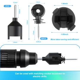 60PCS Electric Fence Insulator Screw,Insulator Fence Ring Post Wood Post Insulator and 1 Pc Insulator Socket Tool(Black)