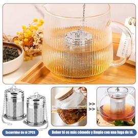 Set de 2 Infusores de té de Acero Inoxidable,Metal Colador Té,Multiusos Colador de Condimentos,Colador de Condimentos de Especias (Plateado)