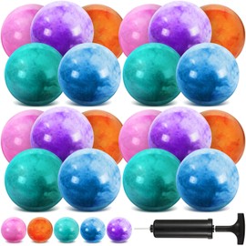 Vinsot 25 Pack Bouncing Balls with Pump for Kids 13 Inch Outdoor Indoor Play Balls Inflatable Sensory Balls for Beach Playground School Marbleized Bouncing Balls for Adults Kids Pets, Multicolor