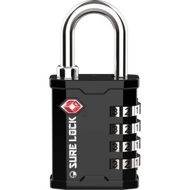 SURE LOCK TSA Accepted Heavy Duty Big Combination Luggage Padlock for Gun Cases, Transporting Equipment Cases in Trade Show, Music and Medical Industries (1, Black)