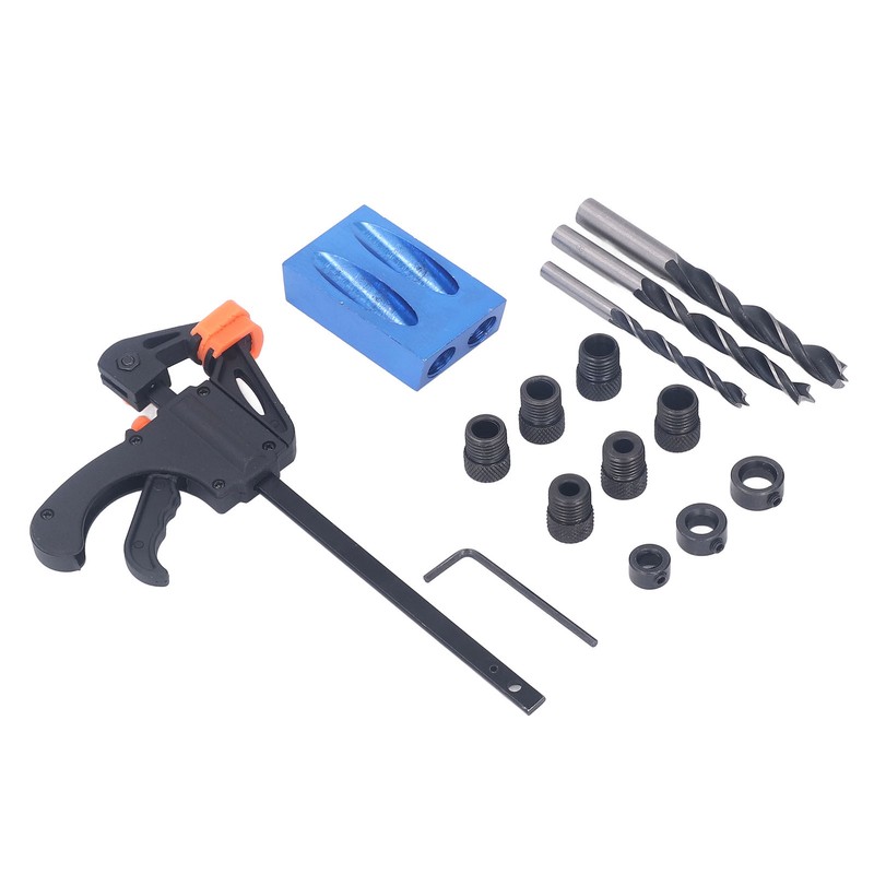 15Pcs Pocket Hole Jig 15° Aluminum Alloy Inclined Hole Drilling