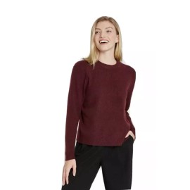 A New Day Women's Sweater Crewneck Pullover Long Sleeves Wine Burgundy Sz S