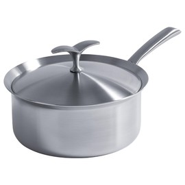 Nonstick Stainless Steel Saucepan with Lid – Small Pot for Sauces, Milk, and Boiling, Induction & Dishwasher Safe