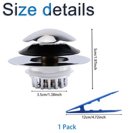 INCREWAY Bathtub Drain Stopper, 1 Pack Upgraded 2 in 1 Bathtub Drain Stopper Bathtub Drain Hair Catcher Pop-up Tub Stopper for 1.45-1.8in Drain Hole