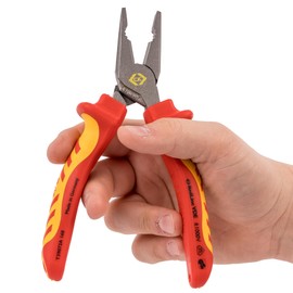 C.K Redline 2025 VDE-Edition Kombizange und -schneider, 160 mm, 1000 V, isolierte elektrische Flachzange und Drahtschneider, Elektriker, Ingenieure, Cropper, Schere, Elektriker, CK Tools T39072A 160